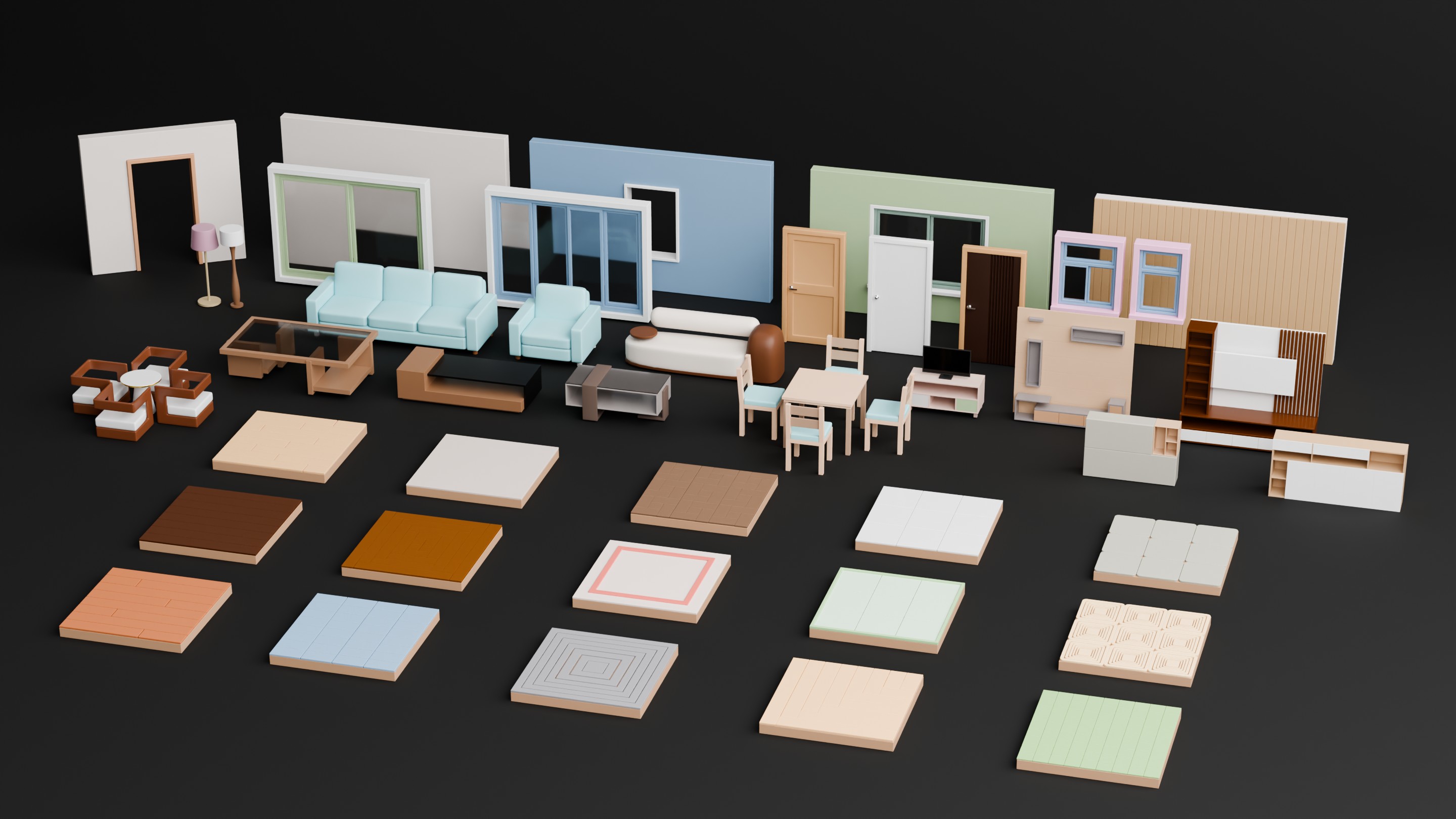 Low Poly Isometric Interior Kit | Fab
