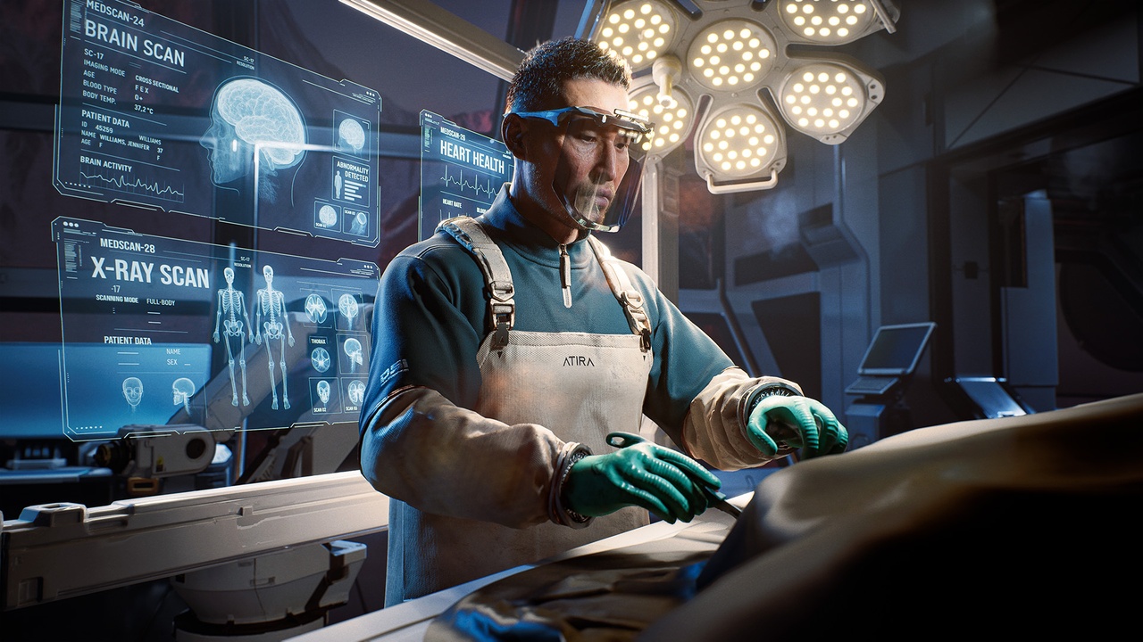 Media 1 for listing MEDITECH Surgeon Sci-Fi Outfit with cloth physics – Parametric and Recolorable