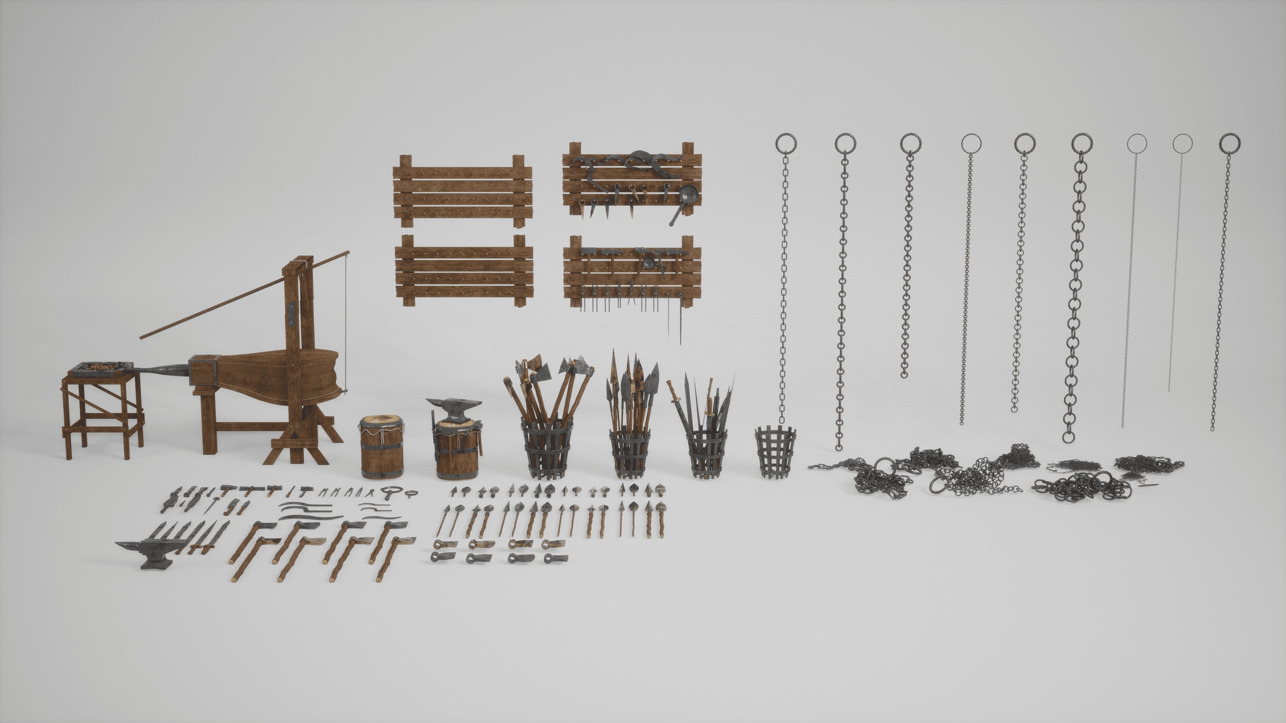 Media 1 for listing Medieval Blacksmith Workshop Props Pack with Working Bellows