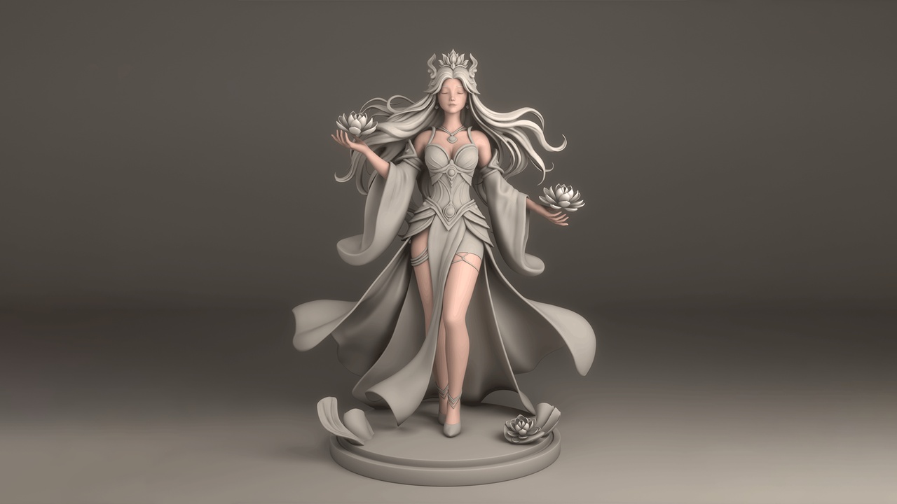 Media 1 for listing Selene – Stylized Moon Goddess Fantasy Character Sculpture