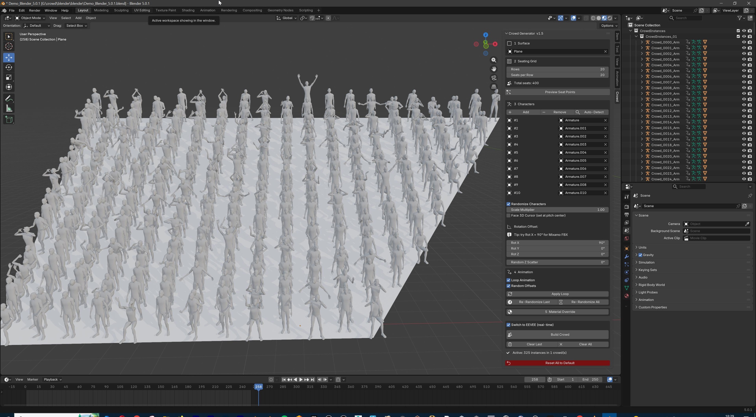Media 1 for listing Procedural Crowd Generator - Animated Character Spawner