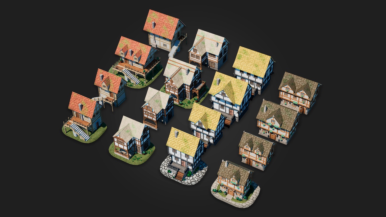 Medieval House Pack (Modular) ์ ํ ๋ฑ๋ก์ ์ํ ๋ฏธ๋์ด 1๊ฐ
