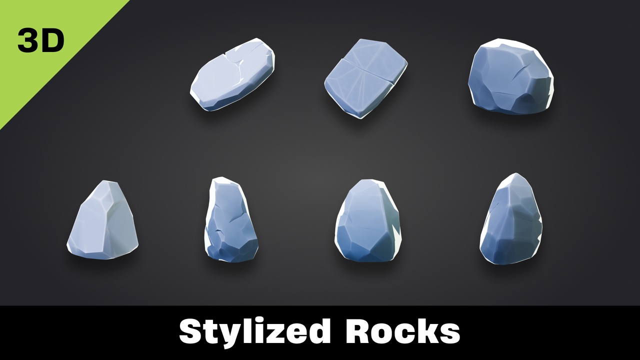 Media 1 for listing Stylized Rocks - Low Poly 3D Models