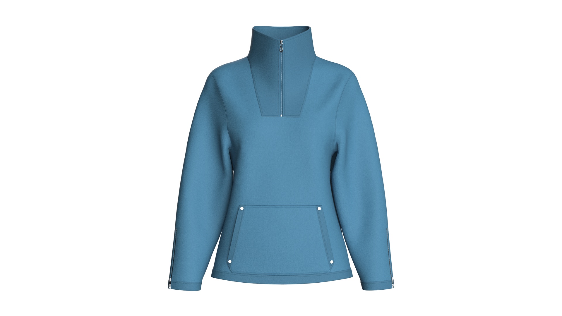 Media 1 for listing Girls Quarter Zip High - Neck Sweatshirt | High Poly
