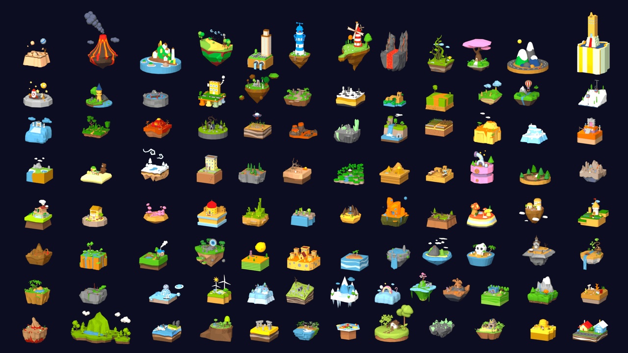 Media 1 for listing Mega Stylized Floating Islands Pack – Low Poly Fantasy World Collection