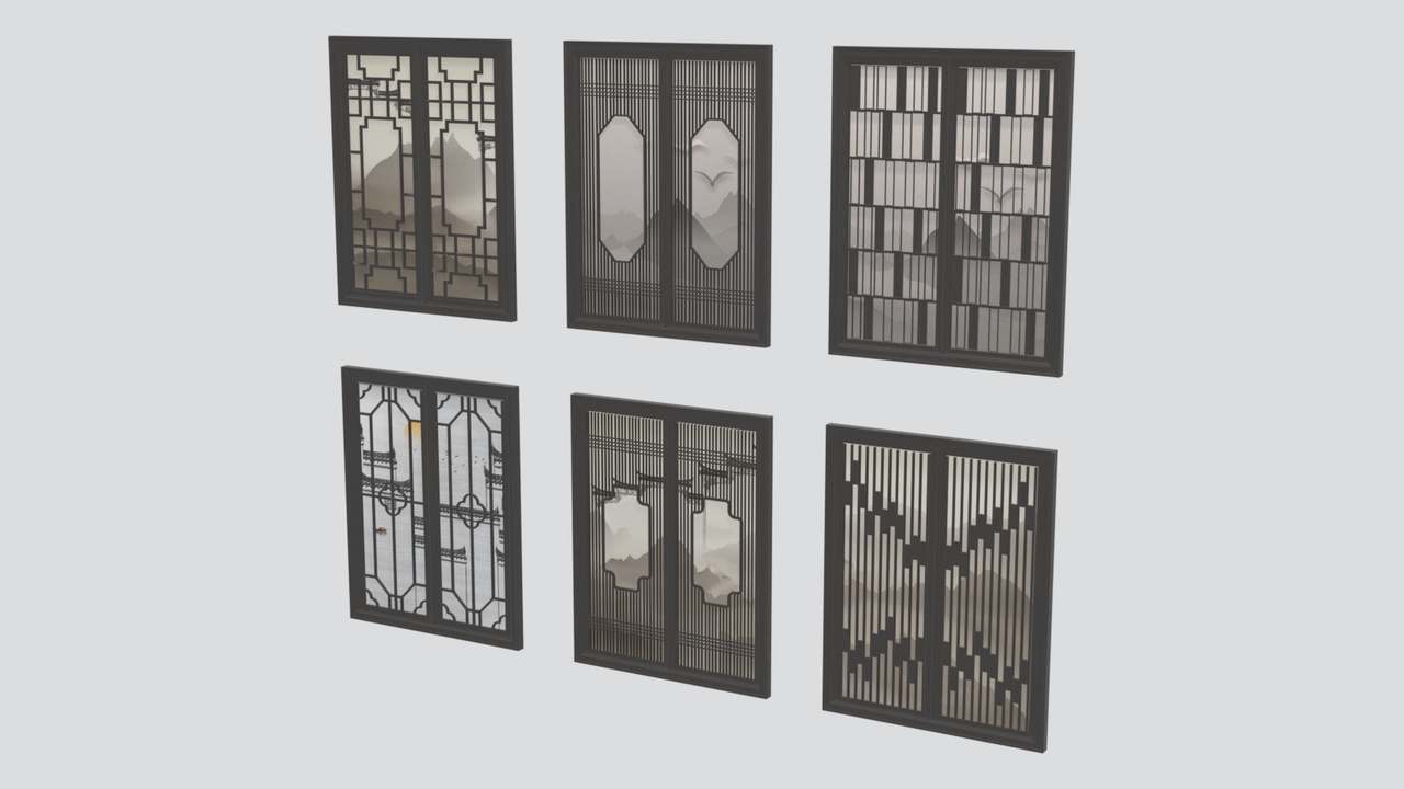 Media 1 for listing Chinese Style Window Combination 3D Model