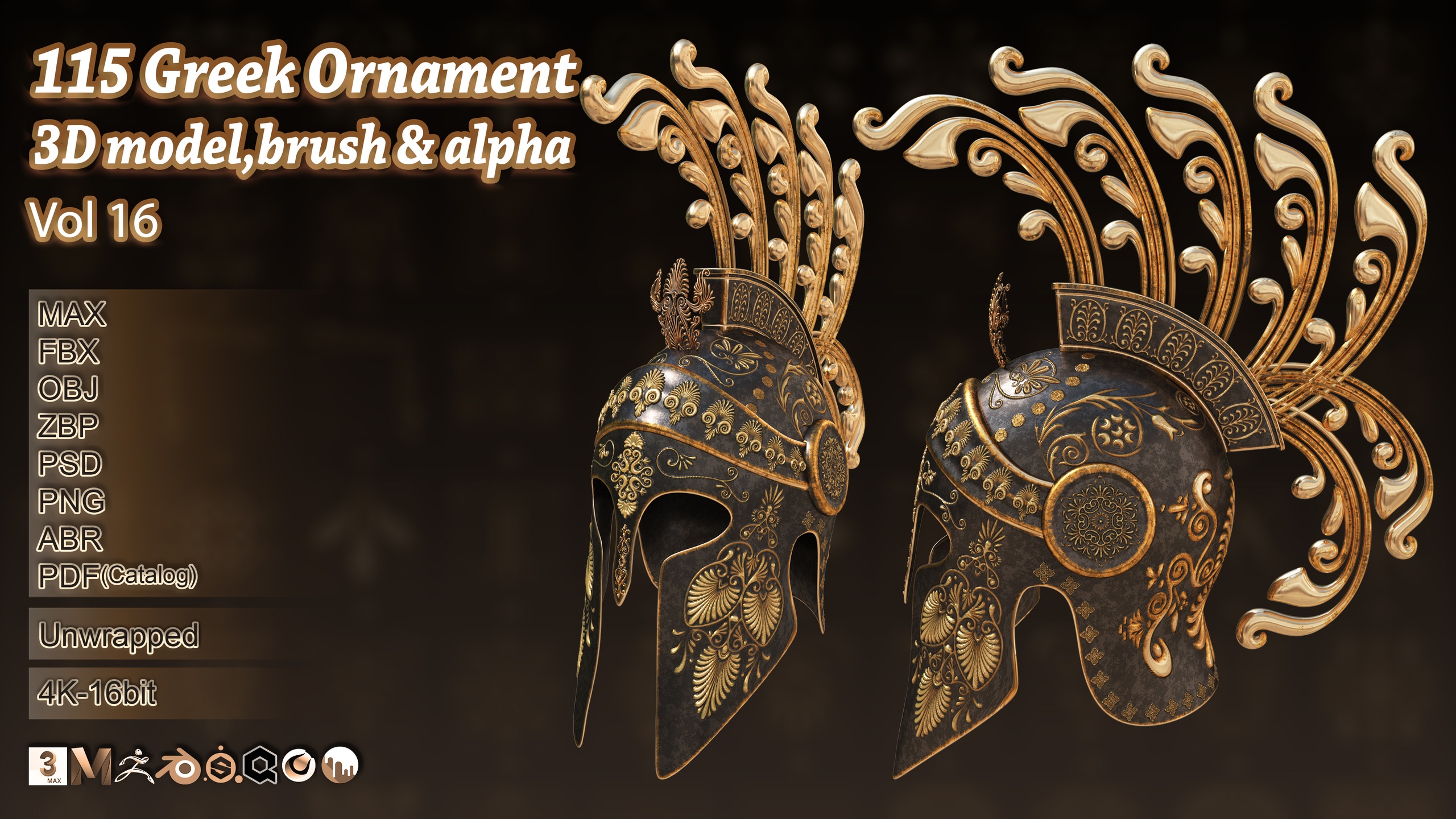 Media 1 for listing 115 Greek ornament 3Dmodel,brush and alpha vol 16