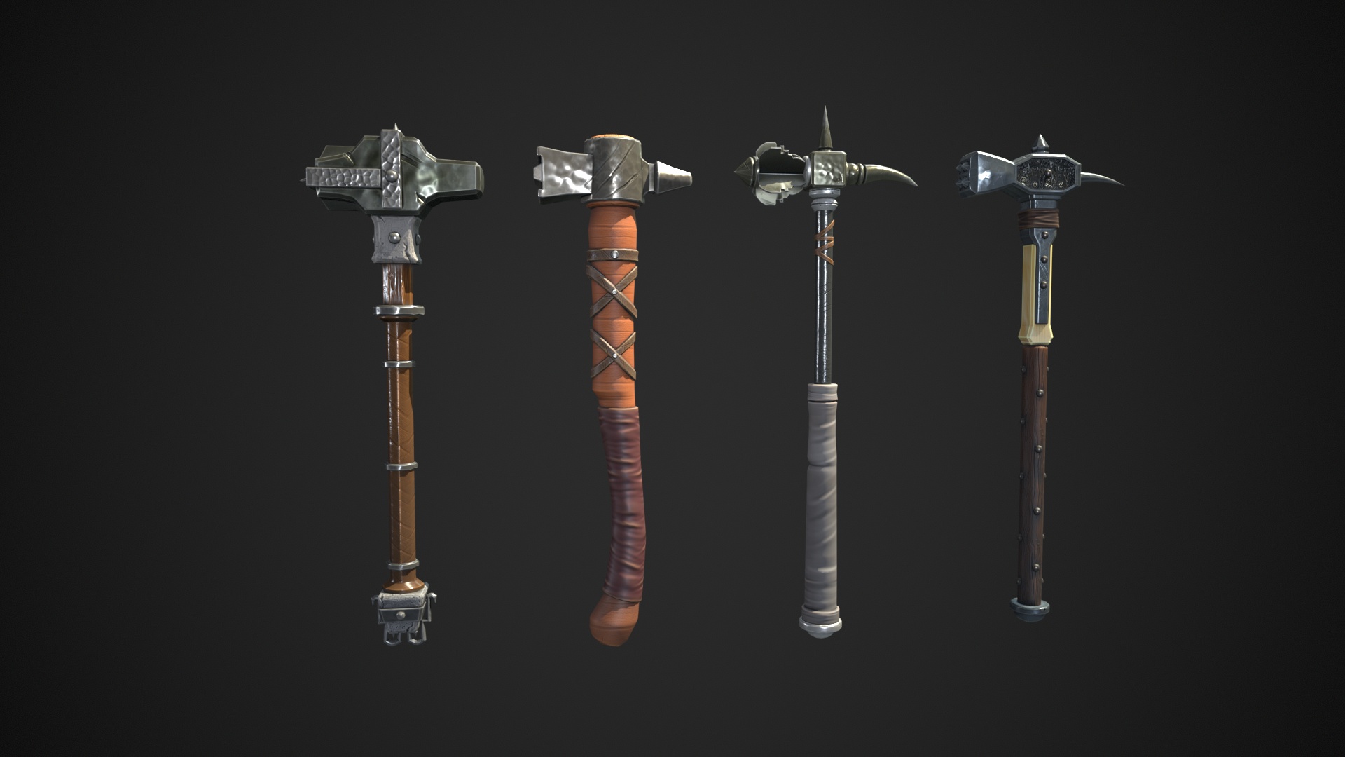 Stylized Hammer pack 01 Low-Poly – 4 Types (Game Ready) | Fab