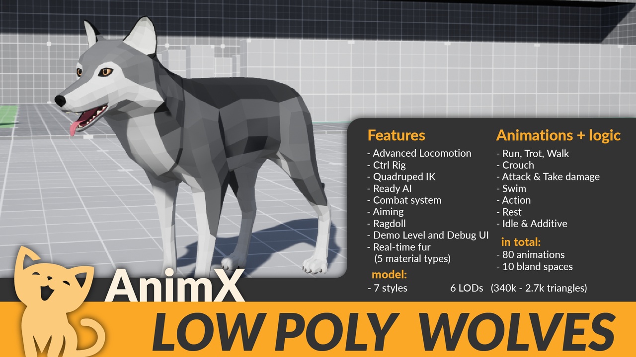 商品 AnimX: Low Poly Wolves 的媒体 1