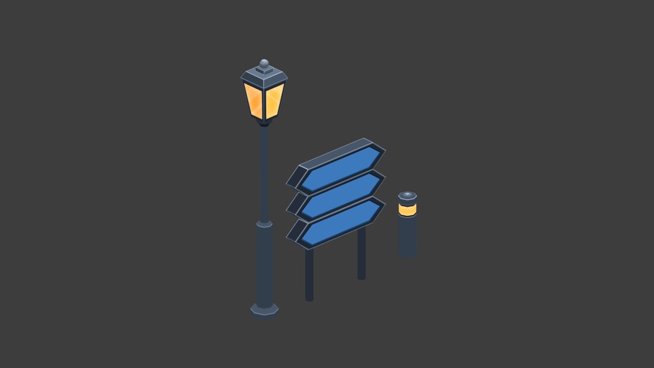 Media 1 for listing Isometric Garden lLghts, Lamppost, Lights Game Asset