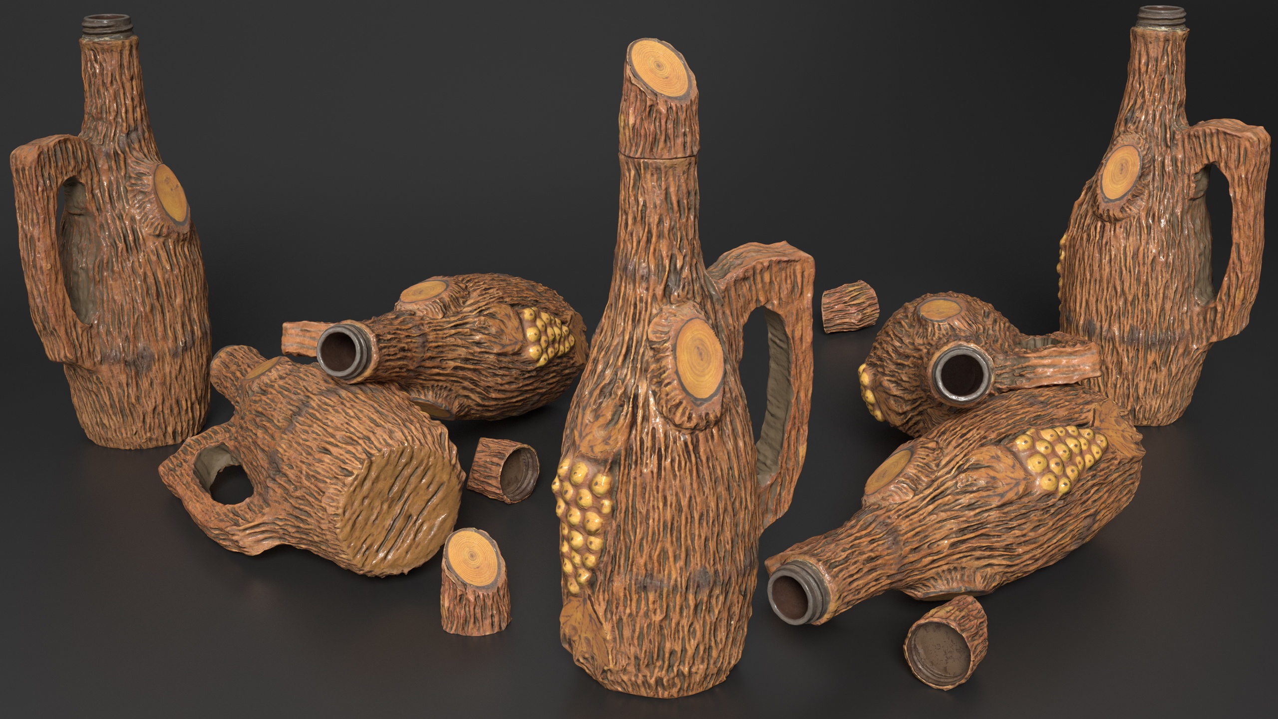 Media 1 for listing Rustic Ceramic Bottle Imitating Wood