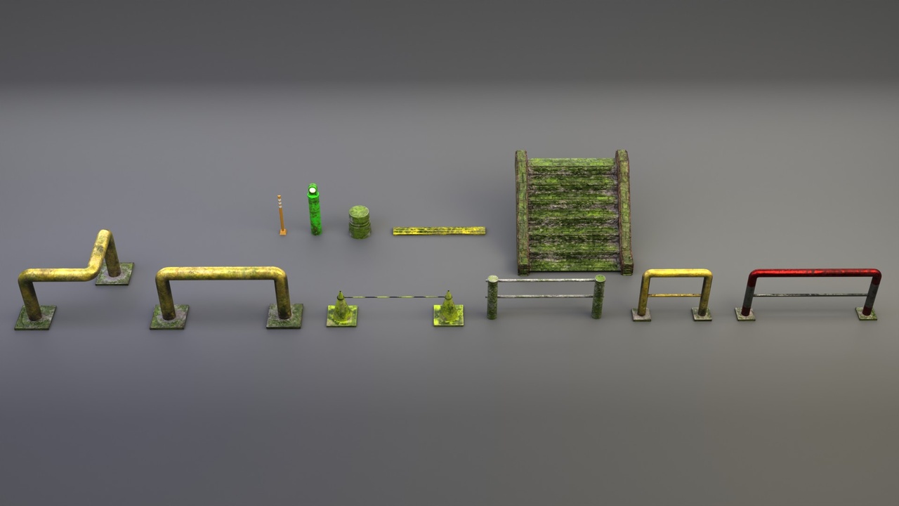Japanese Urban Props Pack – Mossy Low Poly Style | Fab