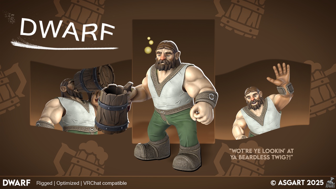 Media 1 for listing Dwarf | 3D Character | VRChat-Ready Avatar