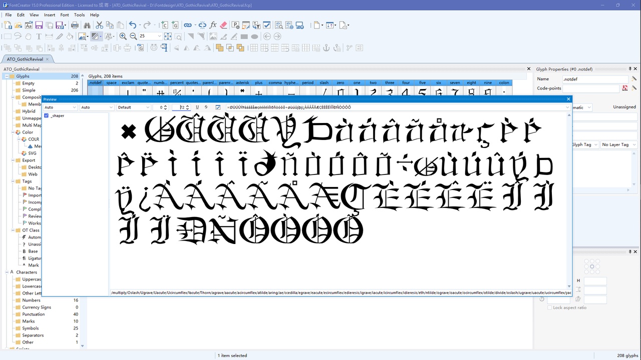 Media 1 for listing Gothic Font