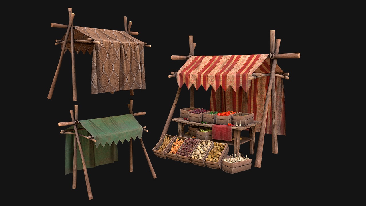 Media 1 for listing Medieval Market Street Stalls Tent Pack Fruit and Vegetable