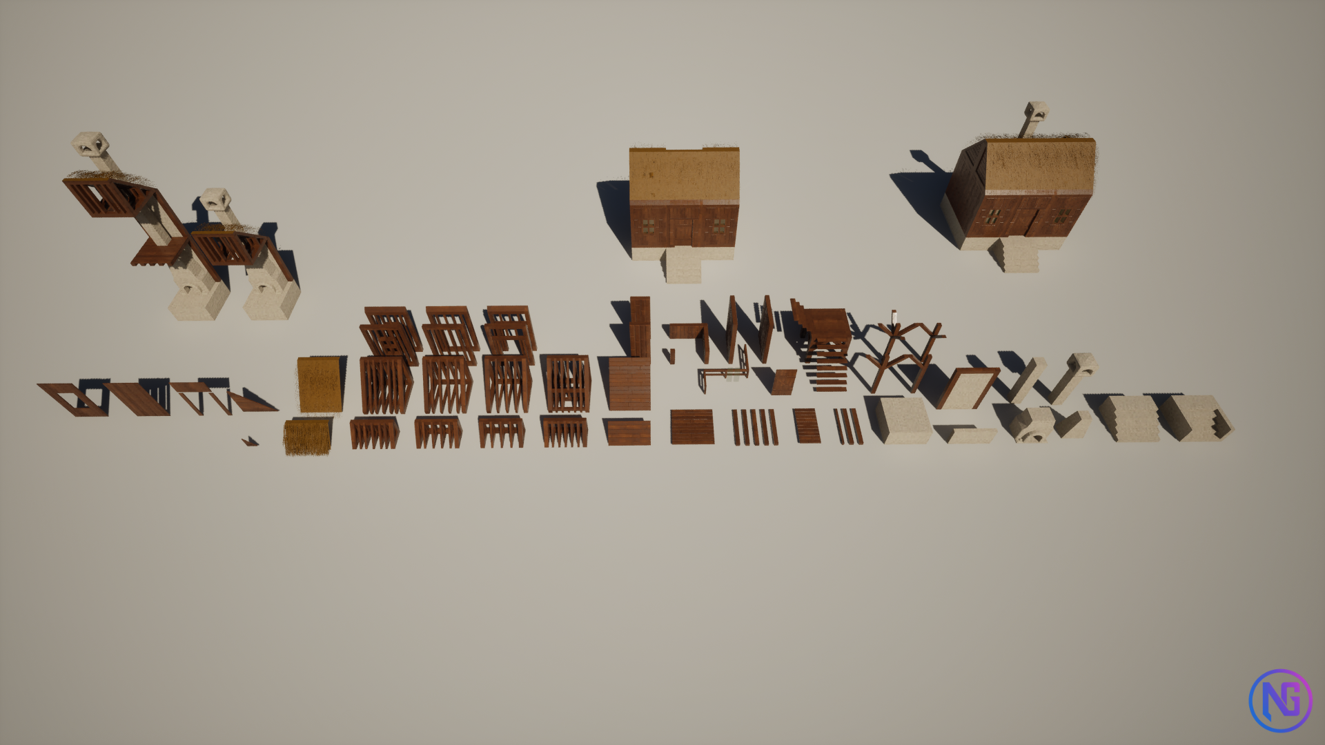 Mountain Medieval Village (Modular asset pack 50+ mesh whit props) | Fab