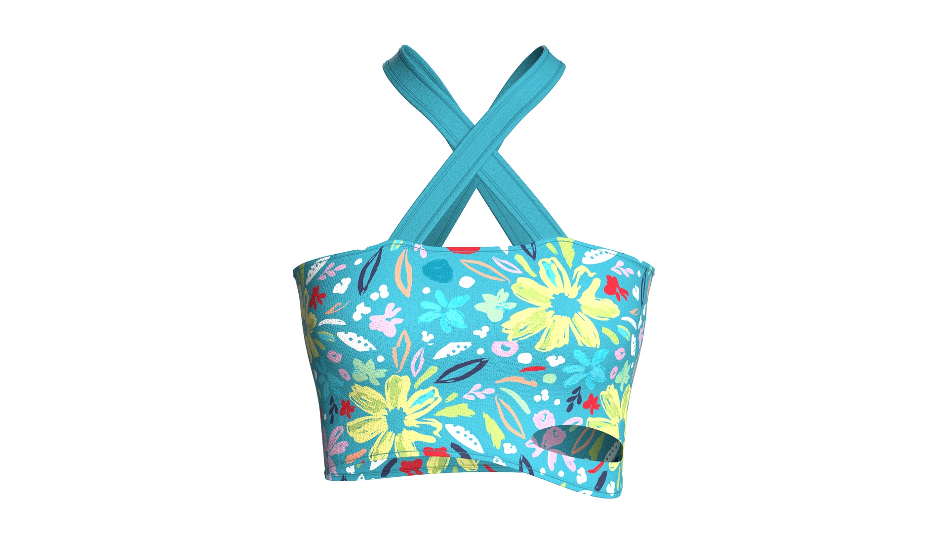 Media 1 for listing Girls Floral Criss - Cross Halter Crop Top | High Poly