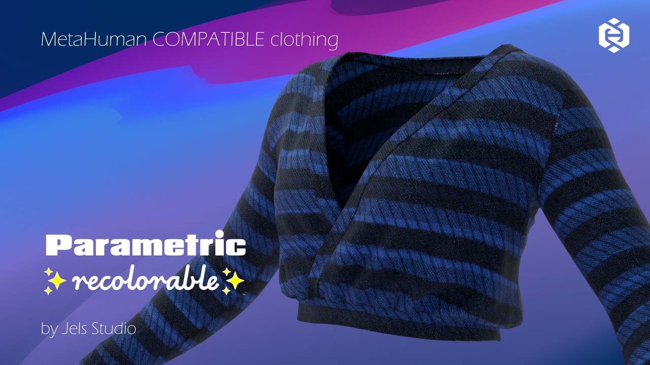 Media 1 for listing Flannel wrap shirt - parametric - recolorable - Metahuman compatible clothing