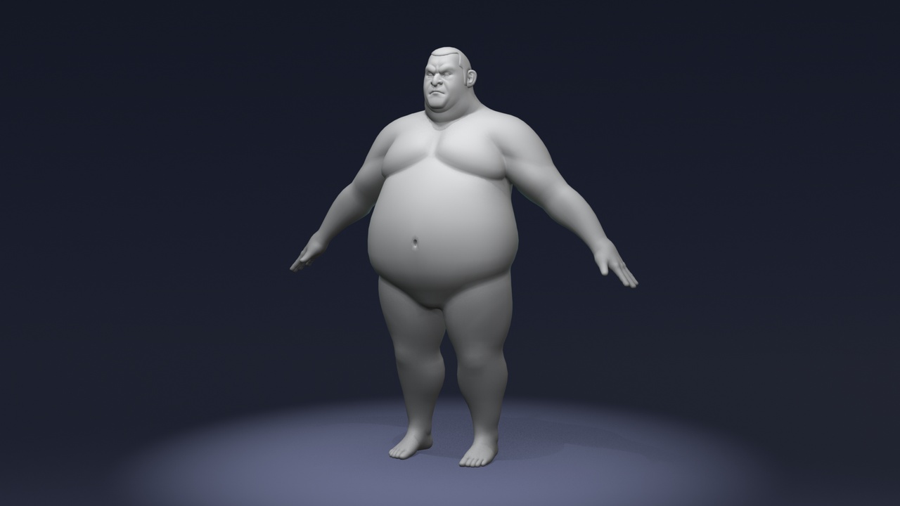 商品 Stylized Sumo Guy Body Base Mesh 3D Model – Rigged with IK/FK Switch 的媒体 1