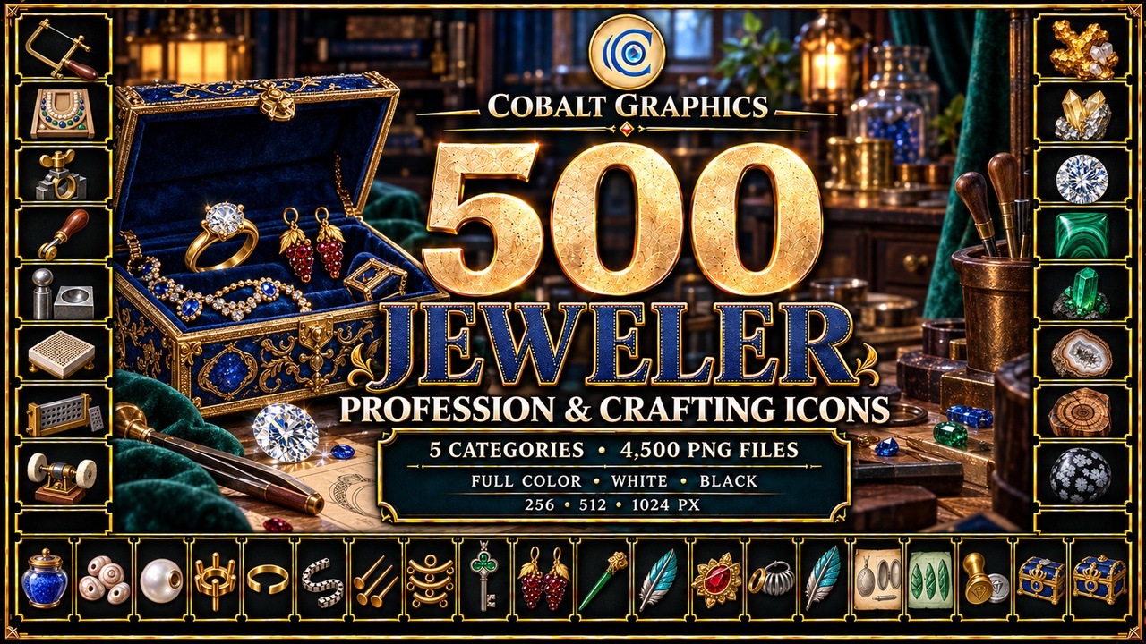 Media 1 for listing 500 Jeweler Profession & Crafting Icons | RPG Gems, Jewelry & Tools