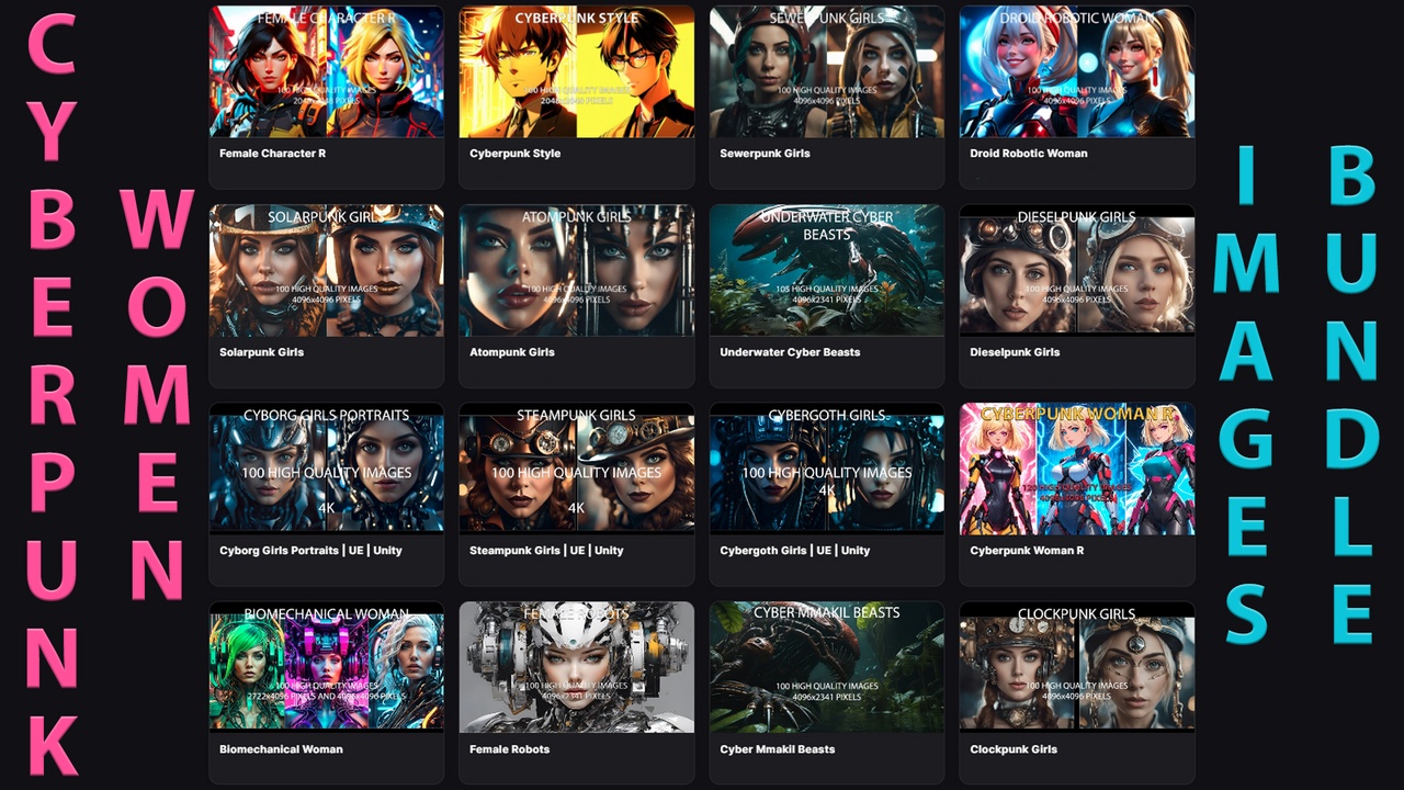 Media 1 for listing Cyberpunk Women Images Bundle