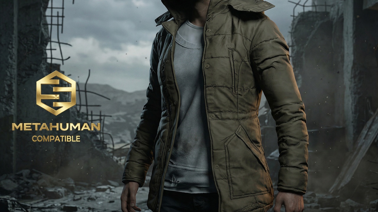 Media 1 for listing Tactical Quilted Jacket with Button Front and Adjustable Collar for Urban Surviv