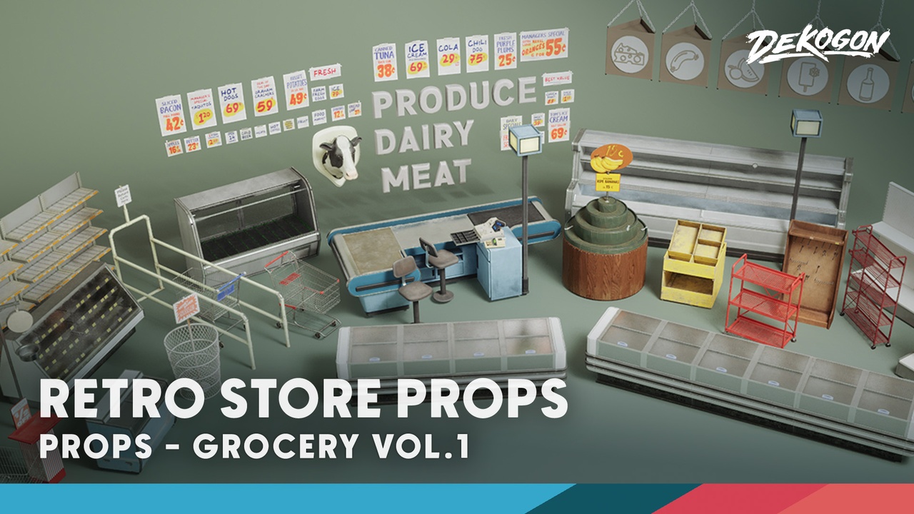 Media 1 for listing Grocery VOL.1 - Retro Store Props (Nanite and Low Poly)