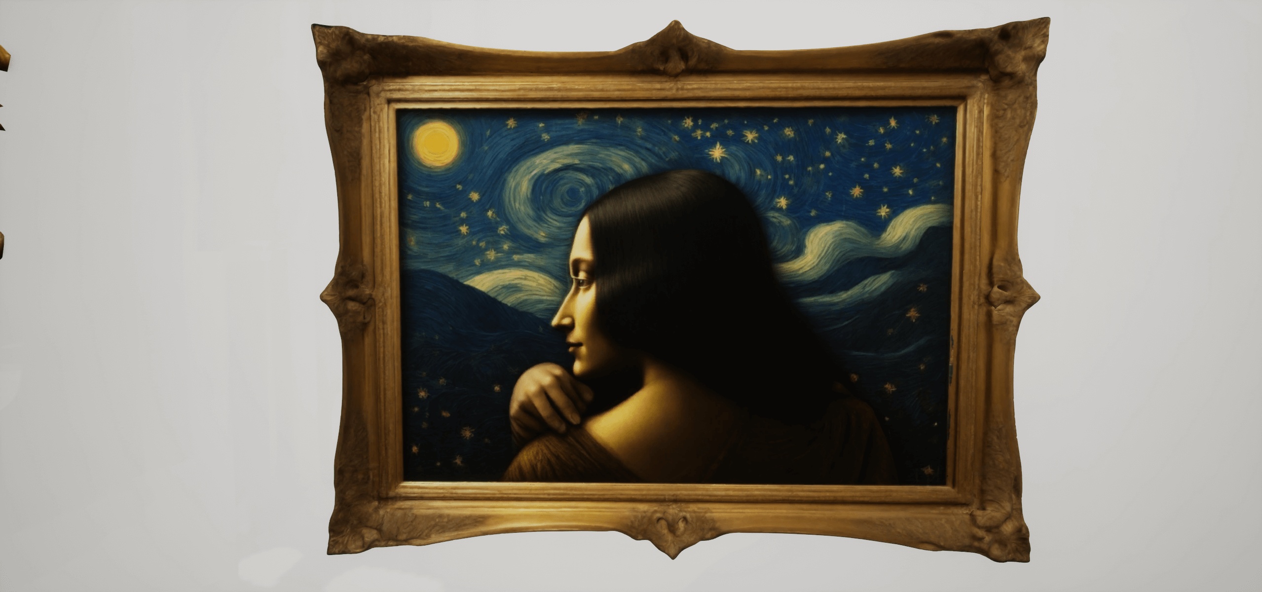 Mona Lisa On A Starry Night Art In Frame - Prop | Fab