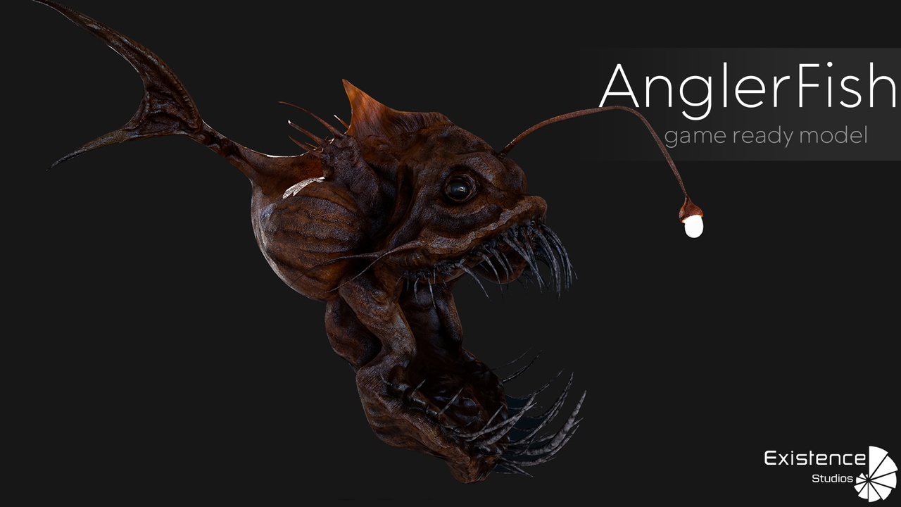 Media 1 for listing Anglerfish - Ocean Horror Monster - Fish Low Poly Model - #5