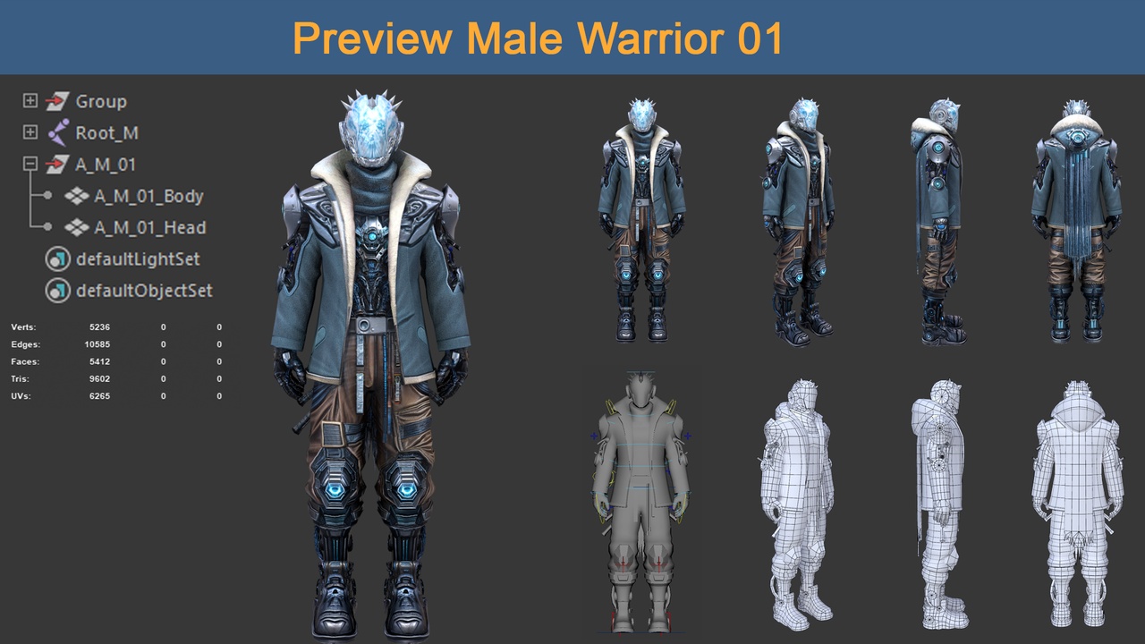 Media 1 for listing Asset - Character Male Warriors 01 - Ready for game Low-poly 3D model