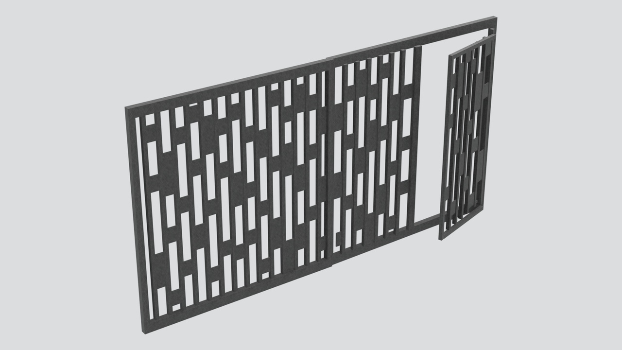 Media 1 for listing Chinese Modern Geometric Iron Screen Gate Panel 3D Model
