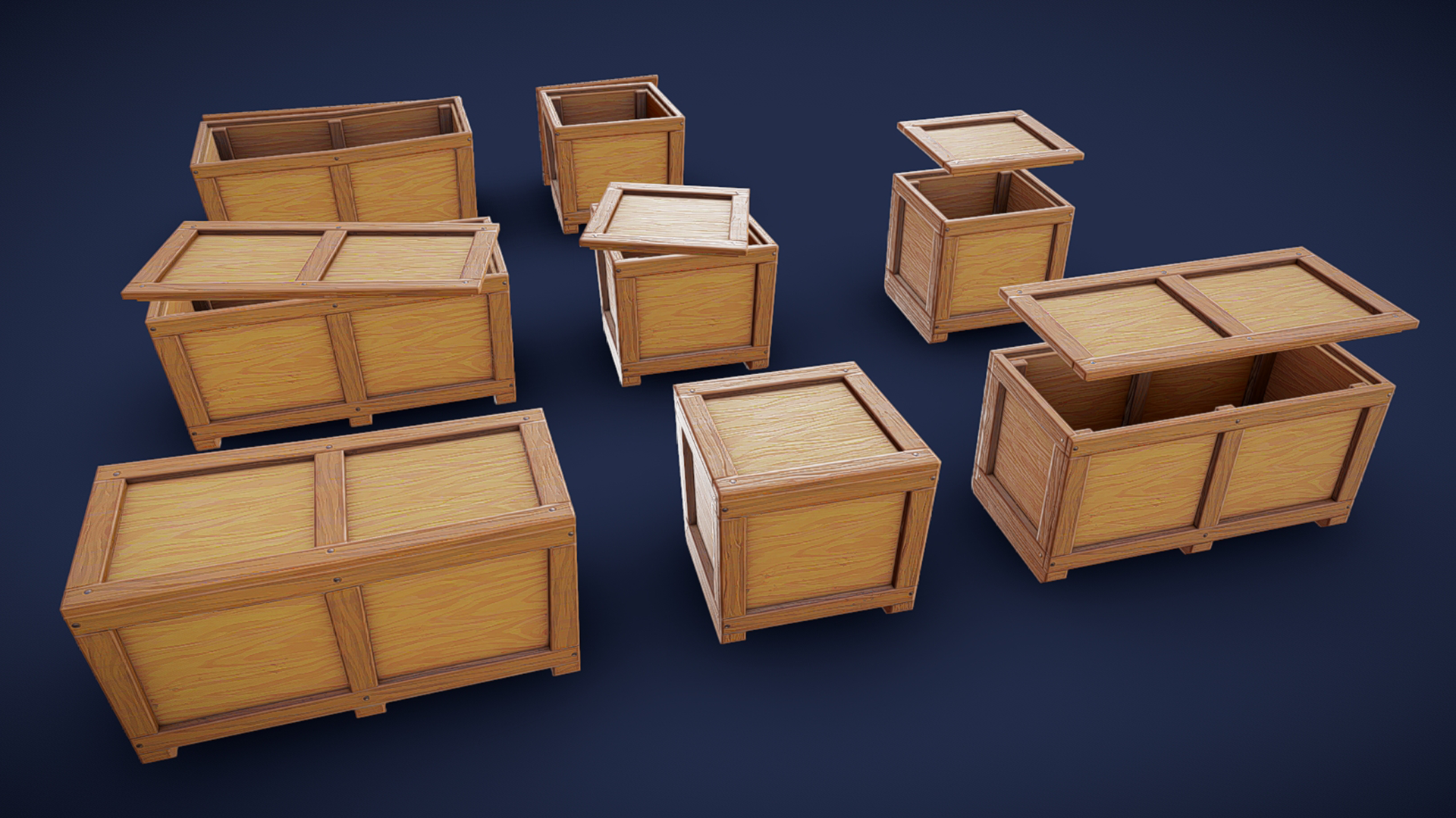 Stylized Wooden Crates - Game Ready | Fab