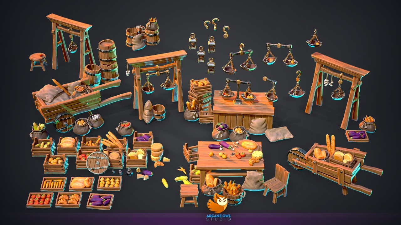 Media 1 for listing Stylized Market Props & Vegetables