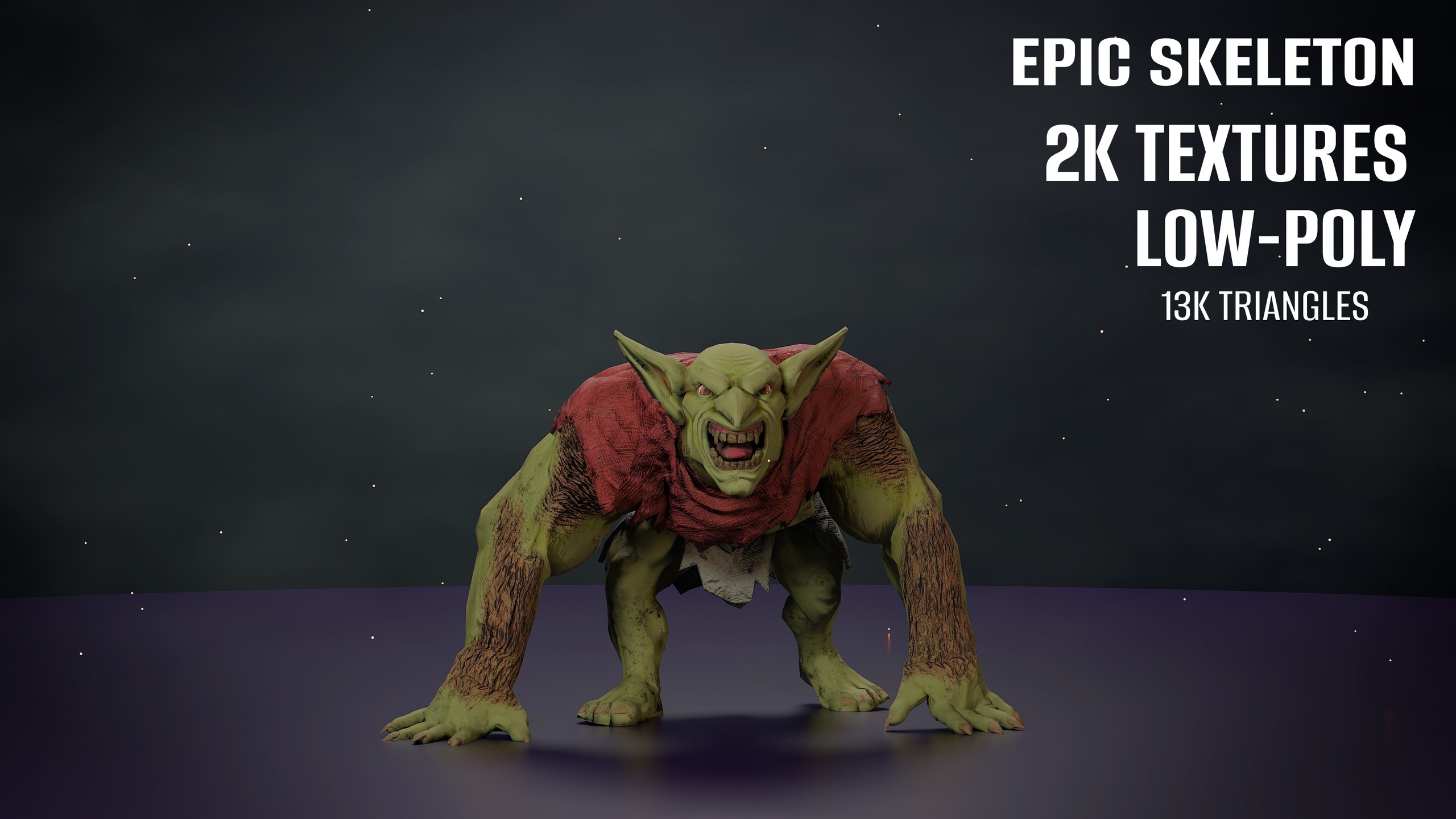Media 1 for listing Goblin Ogre – Stylized Enemy NPC | Rigged | Epic Skeleton | Dark Fantasy