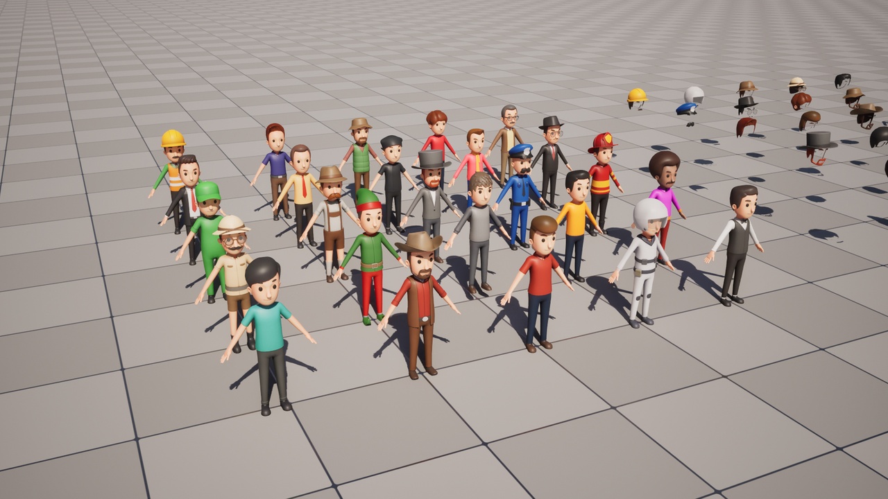 Media 1 for listing Modular Cartoon Character Pack – 25 Characters + Animations for UE5