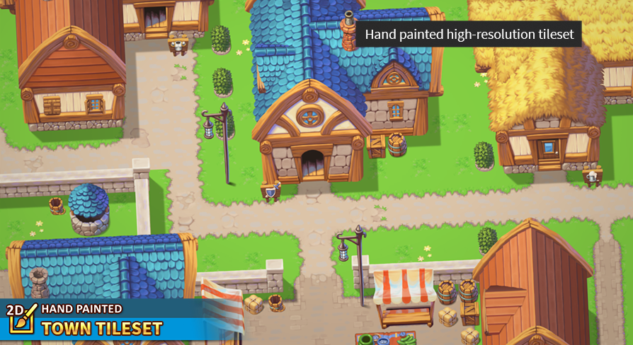 2D Hand Painted - Town Tileset | Fab