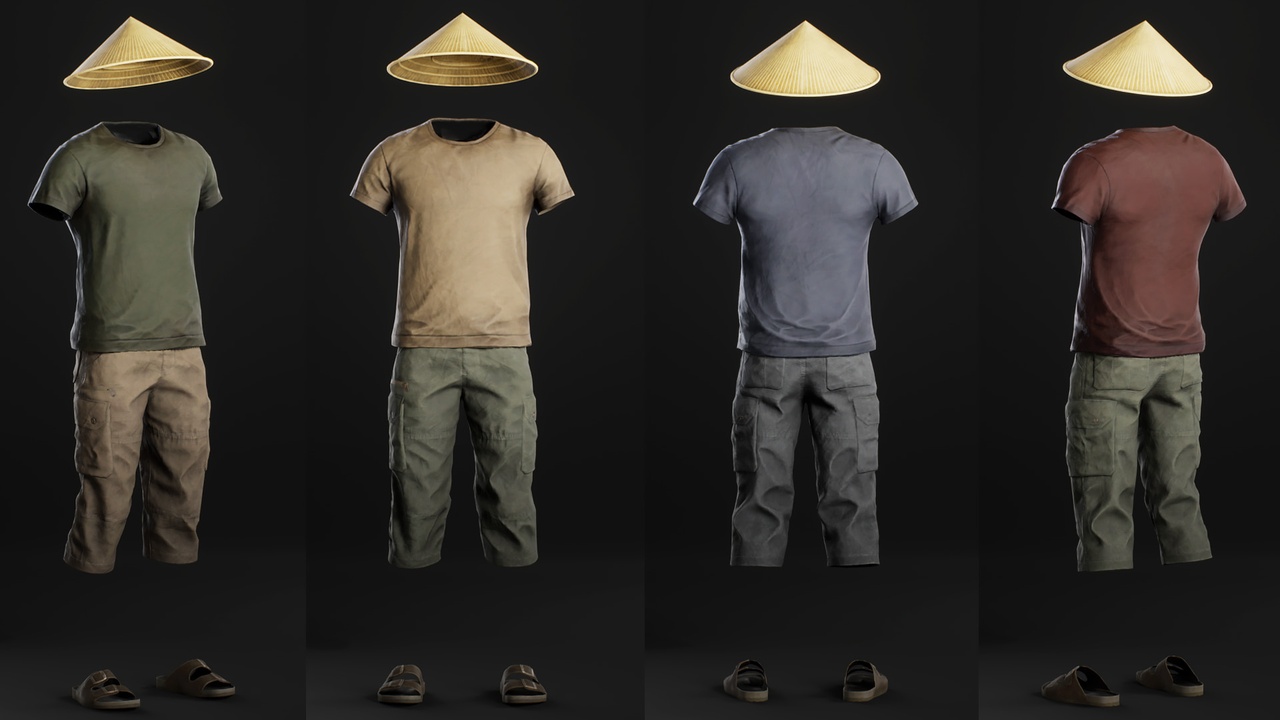 Media 1 for listing Asian Outfit Breeches Tshirt Hat - Metahuman