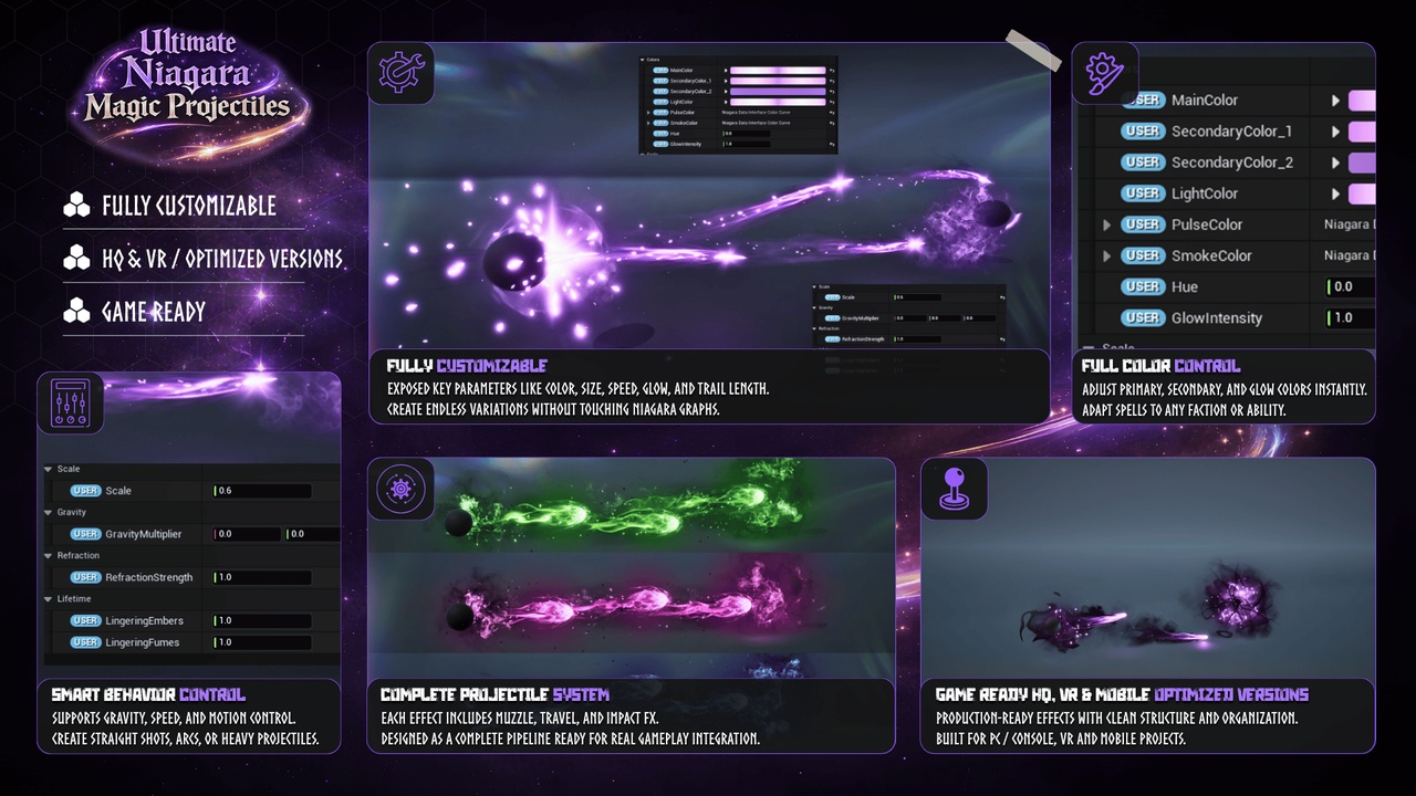Media 1 for listing Magic Projectiles VFX: Ultimate Niagara Magic Projectiles (Spell VFX, Magic VFX)
