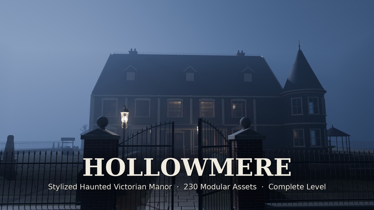 Media 1 for listing HOLLOWMERE — Stylized Haunted Victorian Manor (Modular Horror Environment)