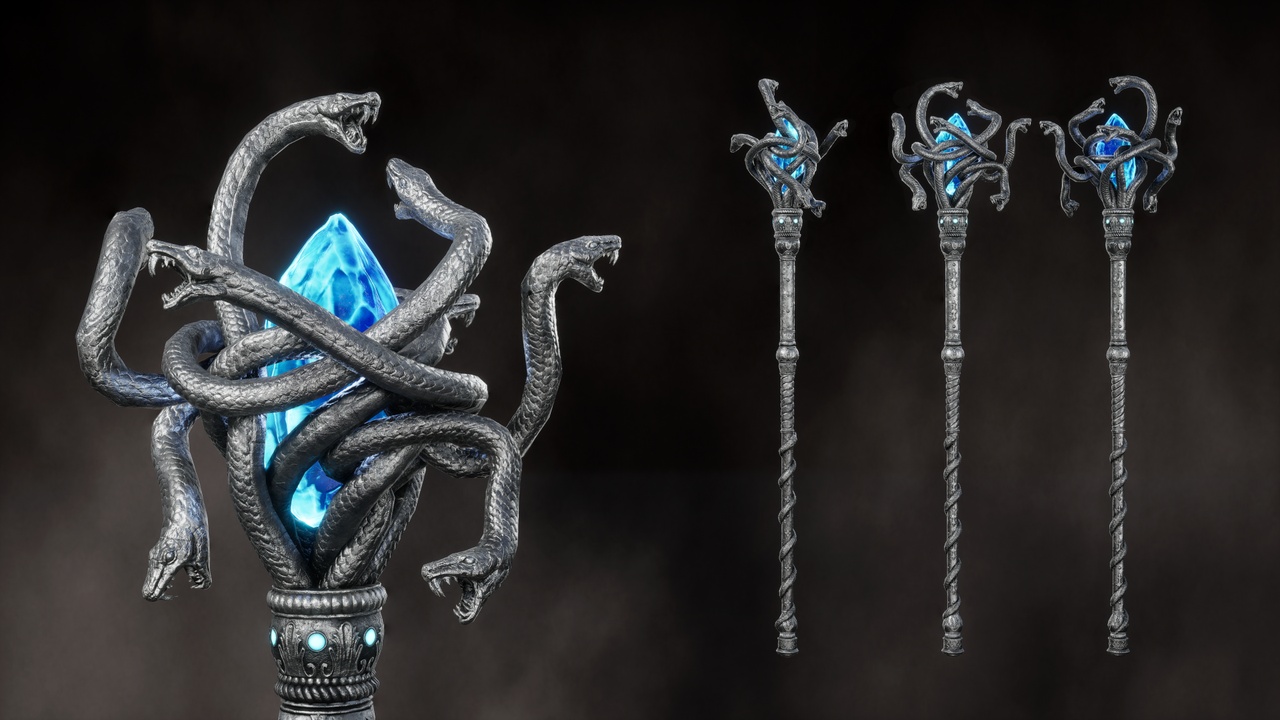 Media 1 for listing Heart Of Medusa Staff - Dark Fantasy Magic staff