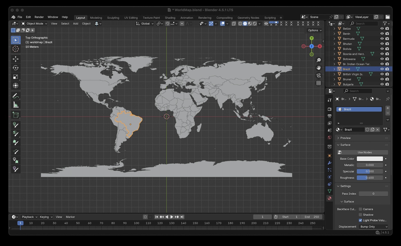 Media 1 for listing World Map with separated countries (.blend)