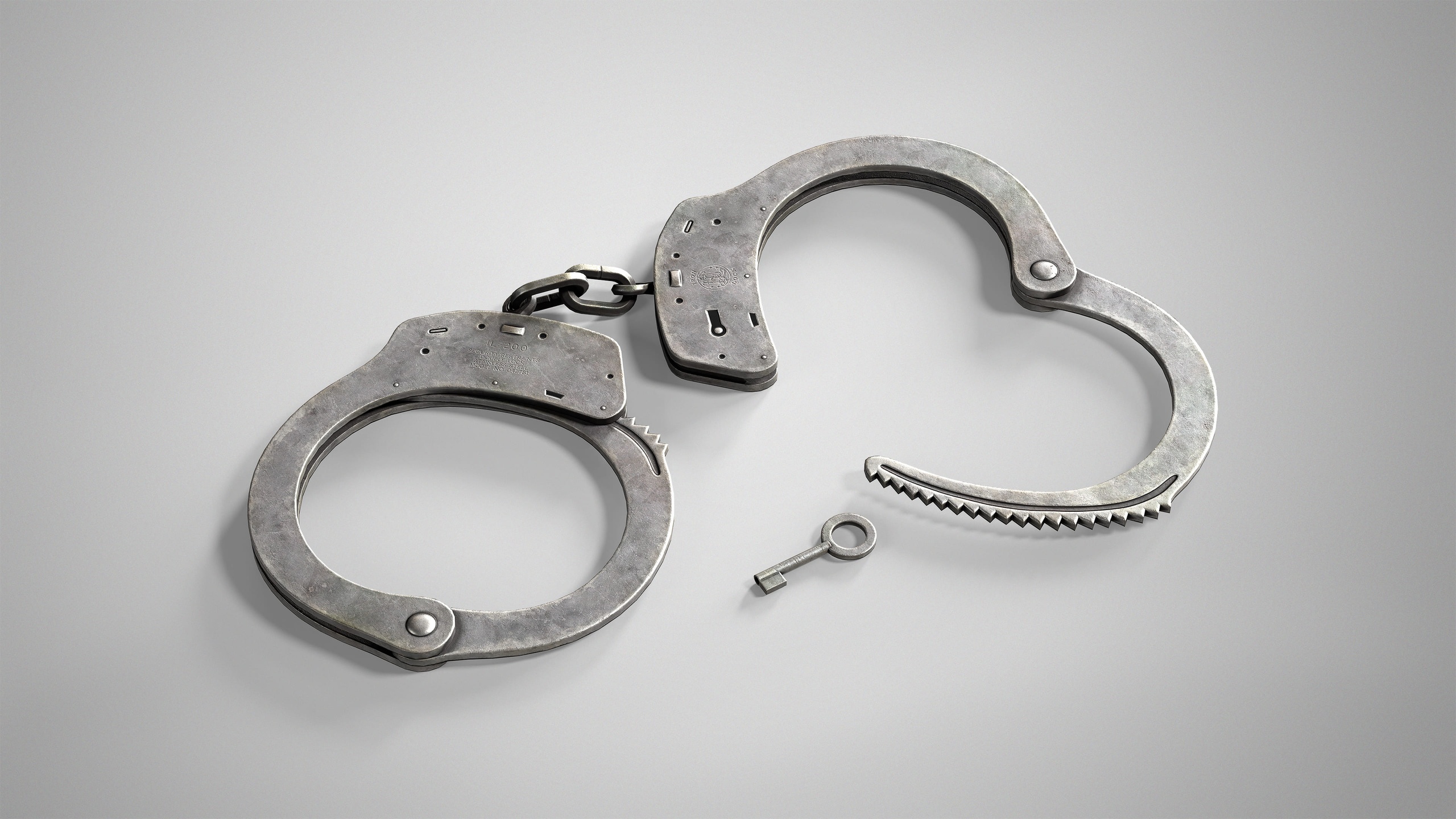 Media 1 for listing Steel Handcuffs with Key - Double Lock Police Handcuffs AAA Game Ready
