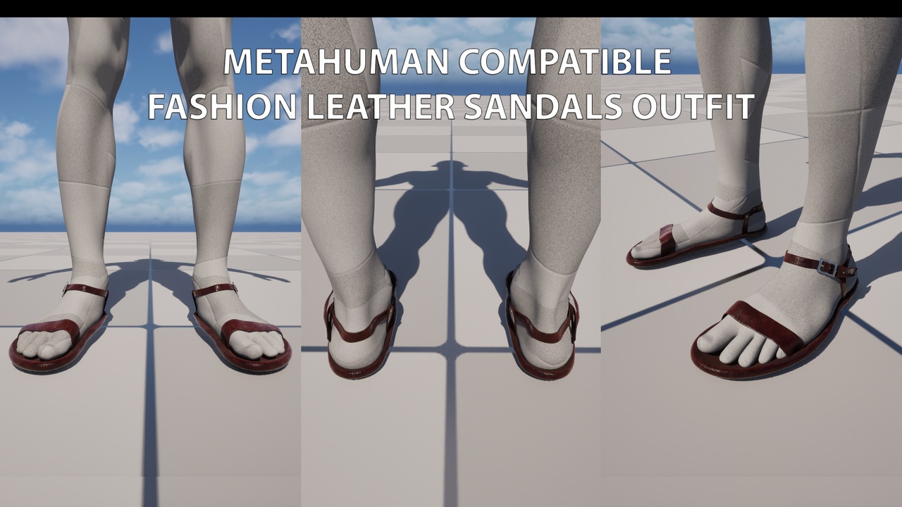 Media 1 for listing MetaHuman Fashion Leather Sandals Outfit