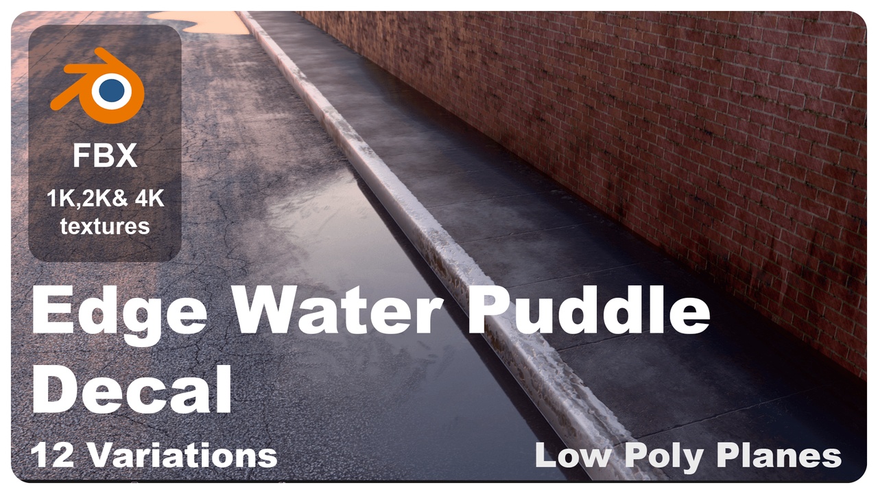 Media 1 for listing 12 Edge Water Puddle Decal Low Poly Planes