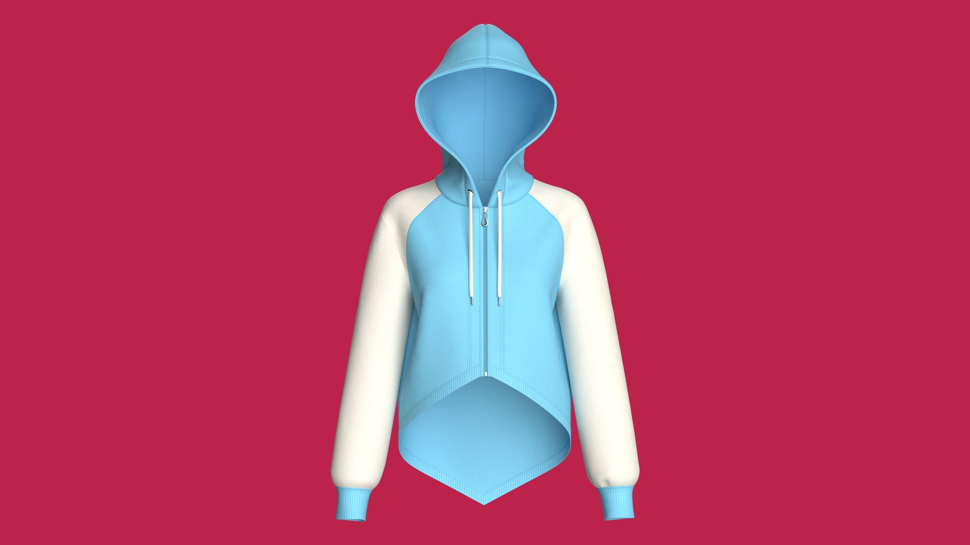 Media 1 for listing Girls High Low Raglan Zip - Up Hoodie | High Poly