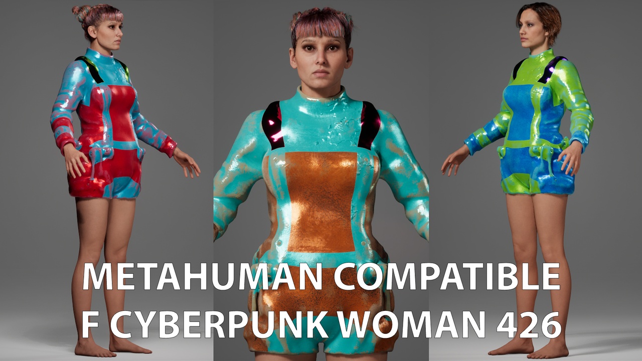 Media 1 for listing MetaHuman Compatible F Cyberpunk Woman 426 Outfit