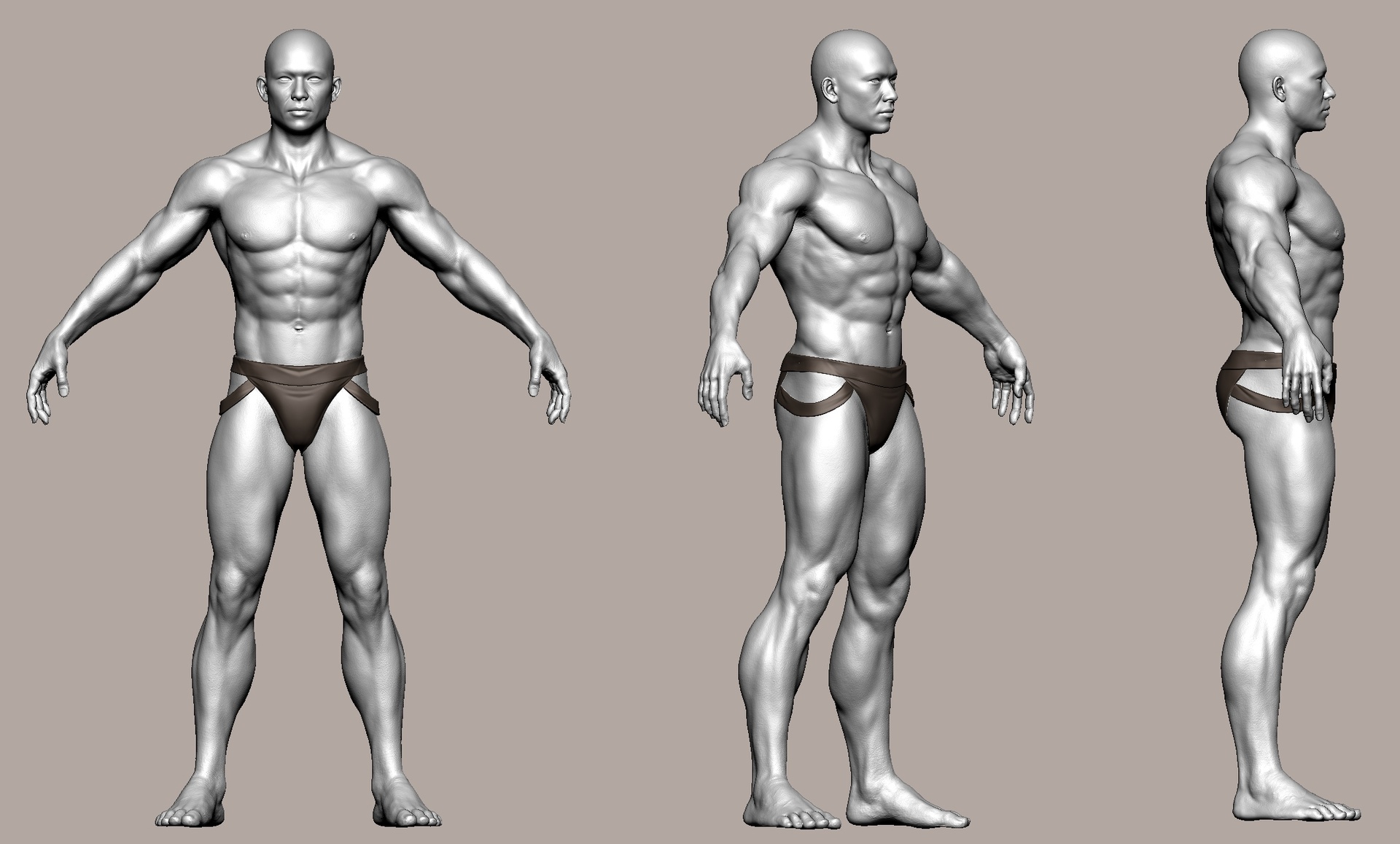 Male Base Sculpt Realistic Scan Micro Detail Skin Human Low-poly 3D model ilanı için 1. medya