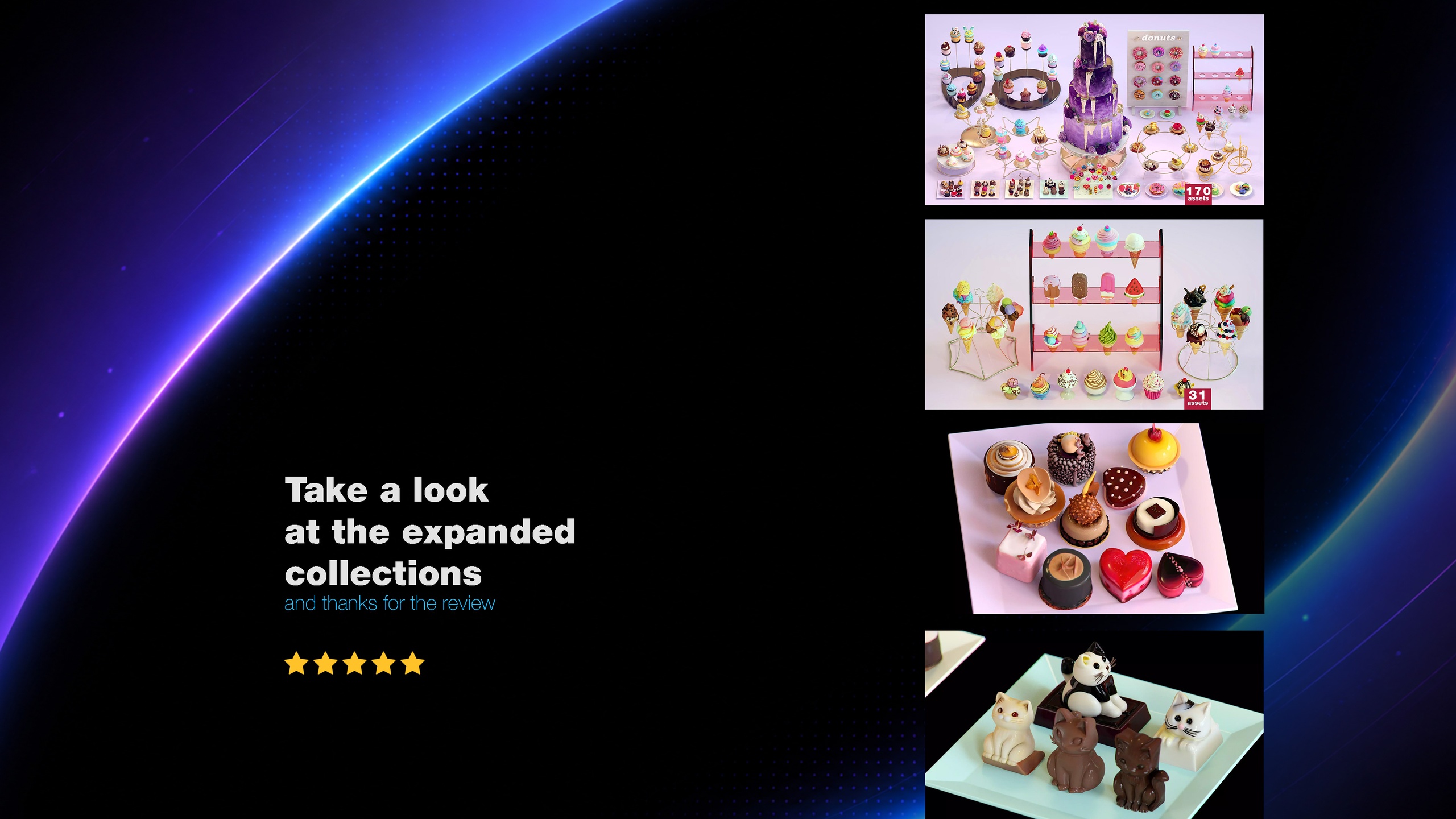 Media 1 for listing Dessert Stand with 4 Sweet Pastries. Free low-poly 3D model