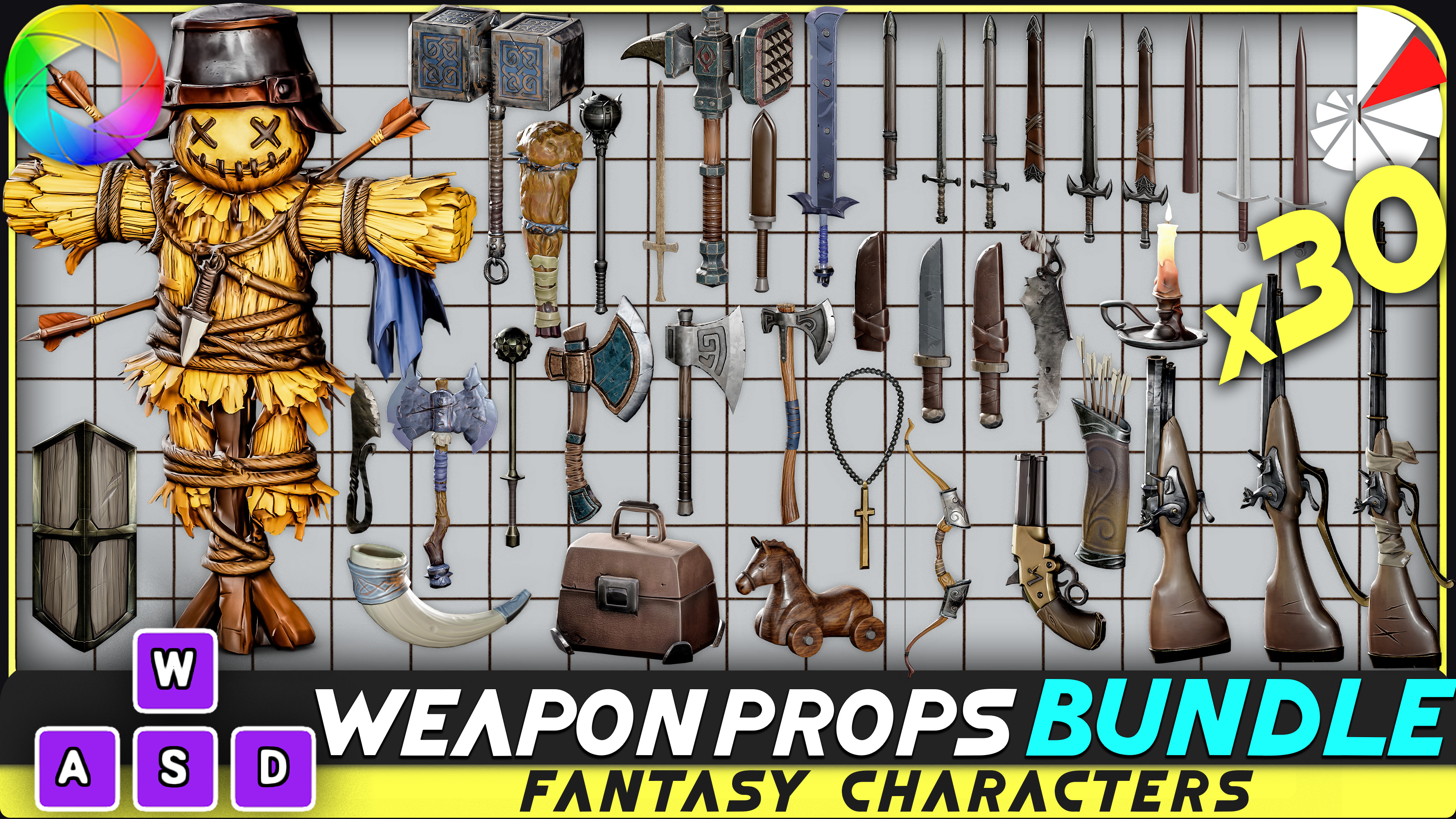 30 in 1 - Weapon Props Bundle - Stylized Fantasy Pack | Fab