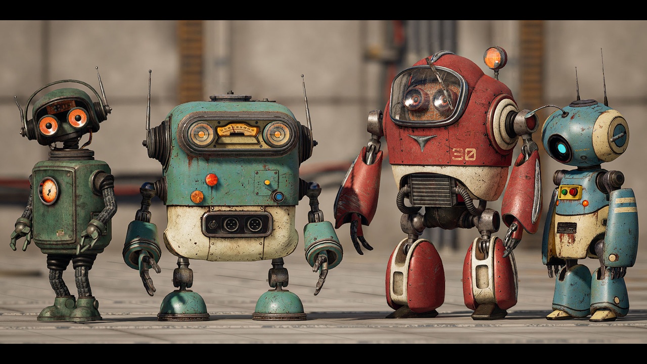 Media 1 for listing Retro Robots Pack – Stylized Vintage Characters